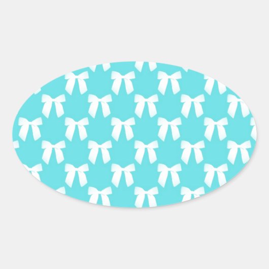 アクアブルー(白結婚の弓) 楕円形シール (正面)