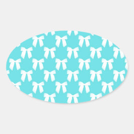 アクアブルー(白結婚の弓) 楕円形シール