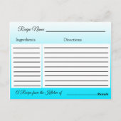 アクアブルー&金ゴールド結婚シーホースレシピカード ポストカード (裏面)