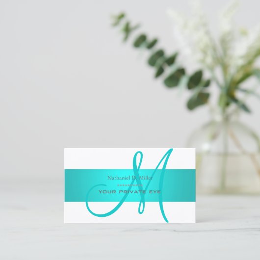 アクアブルー/DIY背景色 名刺 (スタンド正面)