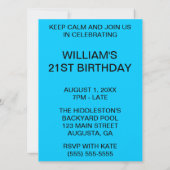 アクアブルー Keep Calmしてパーティーを楽しめ 招待状 (裏面)