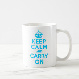 アクアブルーKeep Calm and Carry On コーヒーマグカップ