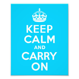 アクアブルーKeep Calm and Carry On フォトプリント