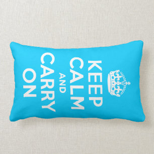アクアブルーKeep Calm and Carry On ランバークッション