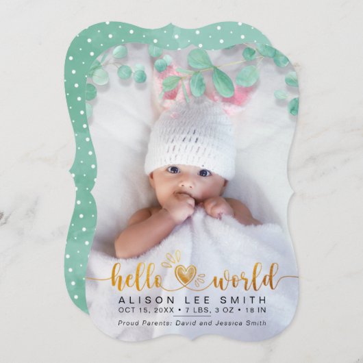 アクアブーケ&ドットハローワールドベビー発表 案内状 (正面/裏面)