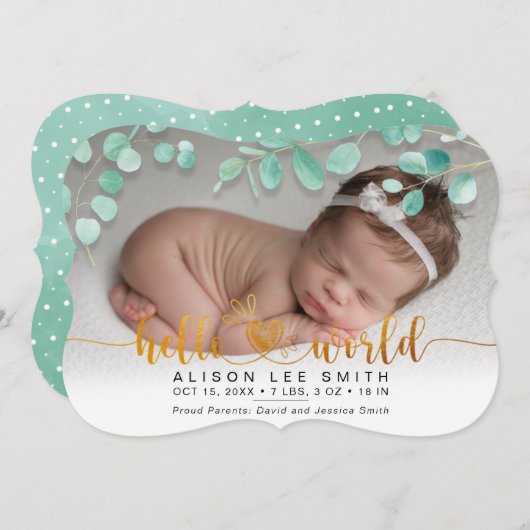 アクアブーケ&ドットハローワールドベビー発表 案内状 (正面/裏面)