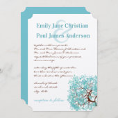 アクアブ葉ルーズ茶色の木結婚式招待状 招待状 (正面/裏面)