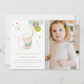 アクアベアバルーンフォトエイジ誕生日招待状 サンキューカード (正面)