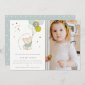 アクアベアバルーンフォトエイジ誕生日招待状 サンキューカード (正面/裏面)