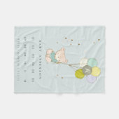 アクアベアバルーンボーズモノグラムベビーマイルストーン フリースブランケット (正面(横))