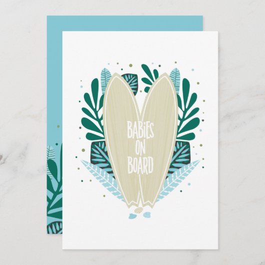 アクアベビーオンボードツインズベビーシャワー招待状 招待状 (正面/裏面)