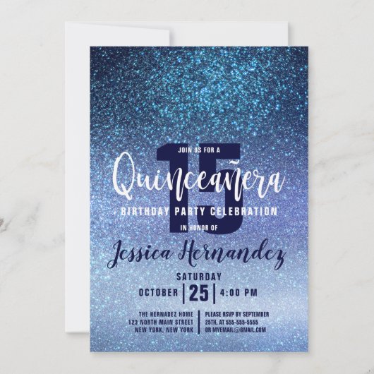 アクアベビーブルートリプルグリッターキンセグラデーションーニャ 招待状 (正面)