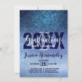 アクアベビーブルートリプルグリッターグラデーション卒業 招待状 (正面)