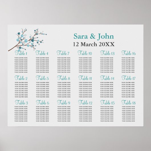 アクアベリー冬の結婚式のシーティングチャート ポスター (正面)