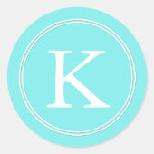 アクアベルアクアブルーアンドホワイト文字結婚ズ ラウンドシール (正面)