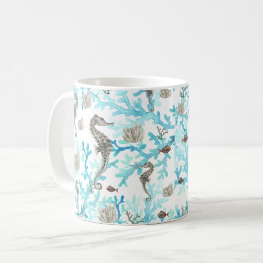 アクアベージュシーホース海海洋生物 コーヒーマグカップ (正面左)