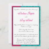 アクアペイズリーピーコックインディアン結婚式招待状 招待状 (裏面)