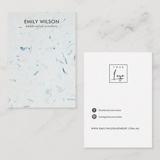 アクアペタル手作り紙スタッド耳飾りディスプレイ 名刺 (正面/裏面)