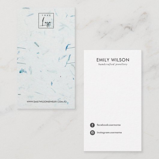 アクアペタル手作り紙ロングネックレスディスプレイ 名刺 (正面/裏面)