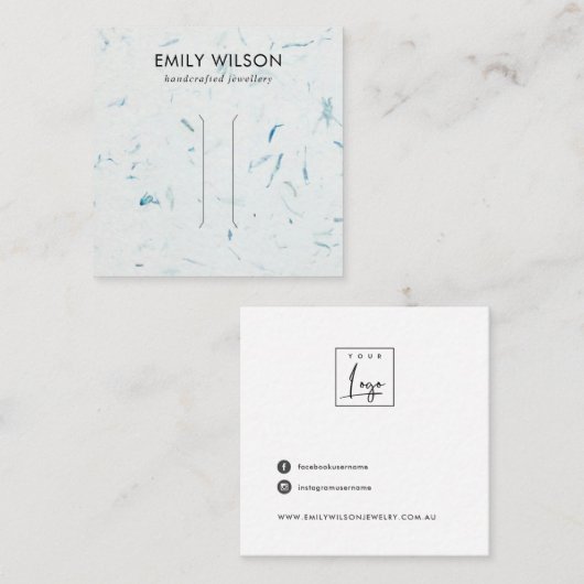 アクアペタル手製紙ヘアクリップ表示カード スクエア名刺 (正面/裏面)