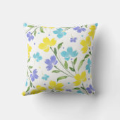 アクアペリウィンクルイエローウォーター色のフローラステム クッション (裏面)