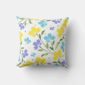 アクアペリウィンクルイエローウォーター色のフローラステム クッション (正面)