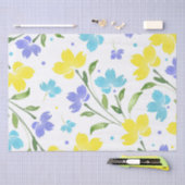 アクアペリウィンクルイエローウォーター色のフローラステム 薄葉紙 (クラフト)