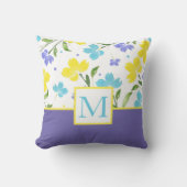 アクアペリウィンクルイエローウォーター色の花茎 クッション (正面)