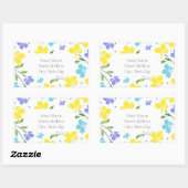 アクアペリウィンクルイエローウォーター色の花茎 長方形シール (シート)