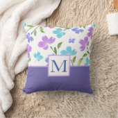 アクアペリウィンクルパープルウォーター色の花茎 クッション (ブランケット)