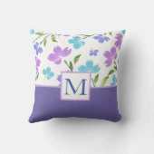 アクアペリウィンクルパープルウォーター色の花茎 クッション (裏面)