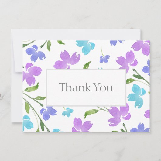 アクアペリウィンクルパープルウォーター色の花茎 サンキューカード (正面)