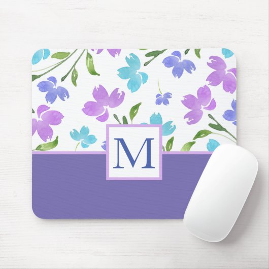 アクアペリウィンクルパープルウォーター色の花茎 マウスパッド (マウス)