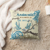 アクアホットピンクの鳥ファミリー設立 クッション (ブランケット)