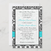 アクアホワイトとブラックダマスクII結婚式招待状 招待状 (裏面)