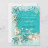 アクアホワイトのウェディングエンゲージメントアニバーサリー 招待状 (裏面)