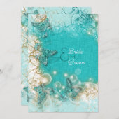 アクアホワイトのウェディングエンゲージメントアニバーサリー 招待状 (正面/裏面)