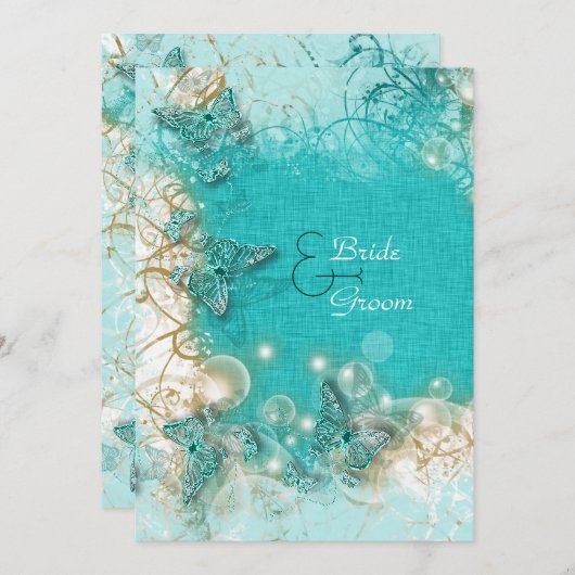 アクアホワイトのウェディングエンゲージメントアニバーサリー 招待状 (正面/裏面)