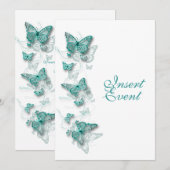 アクアホワイトの誕生日エンゲージメントウェディング 招待状 (正面/裏面)