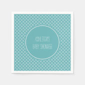 アクアホワイトクローバーベビーシャワー スタンダードカクテルナプキン (正面)