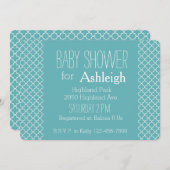 アクアホワイトクローバーベビーシャワー 招待状 (正面/裏面)