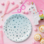 アクアホワイトグラデーションスターズ ペーパープレート (パーティー)