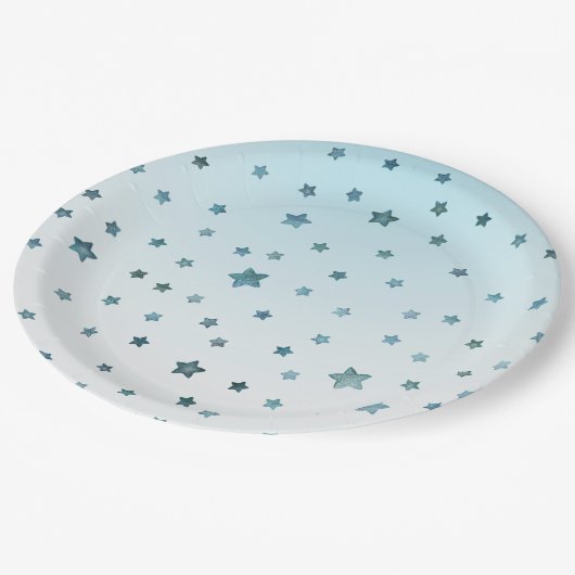 アクアホワイトグラデーションスターズ ペーパープレート (アングル)