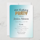 アクアホワイトグラデーション金ゴールドグリッター 招待状 (正面)