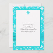 アクアホワイトグレーの雪の結晶感謝カード - フラット 招待状 (裏面)