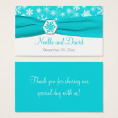 アクアホワイトグレースノーフレーク結婚式の引き出物ラベル (正面&裏面)