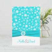 アクアホワイトグレースノーフレーク結婚式招待状 招待状 (スタンド正面)