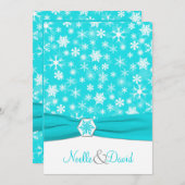 アクアホワイトグレースノーフレーク結婚式招待状 招待状 (正面/裏面)