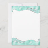 アクアホワイトシルバーフォイルグリッター結婚ズ 招待状 (裏面)