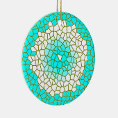 アクアホワイトステンドグラスデザイン>パターンオーナメント セラミックオーナメント (右)